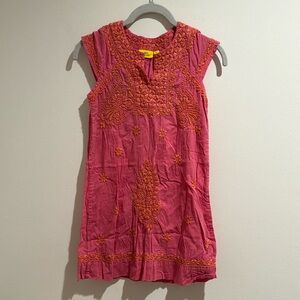 Roller Rabit Pink and Orange Girls Embroidered Dress